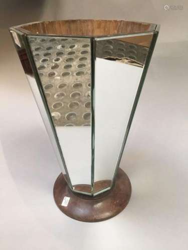 Mirror veneer vase, eight panel straight body \nCir…