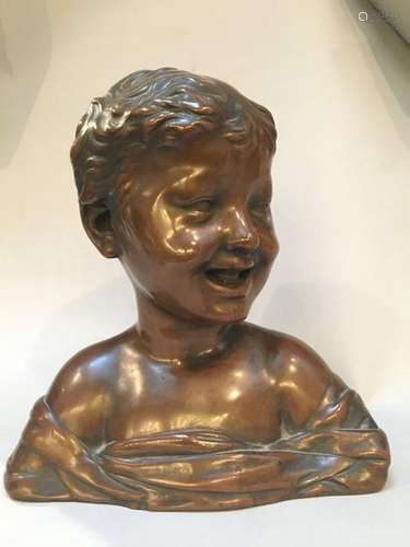 Child's bust \nBronze with brown patina copy of apè…