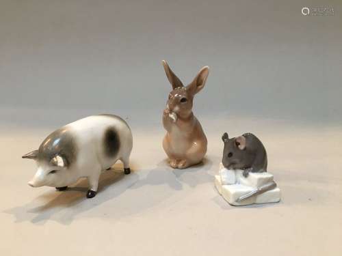 COPENHAGEN. Porcelain mouse and rabbit. \nA pig fro…