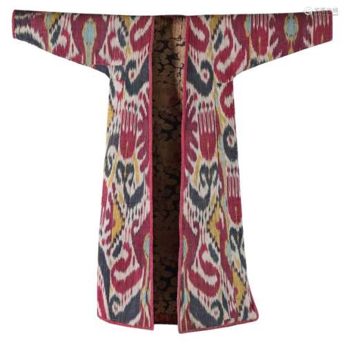 AN IKAT COAT WITH SILK AND VELVET