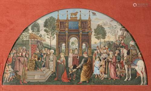 A PAINTING DEPICTING ST CATHERINE'S DISPUTATION