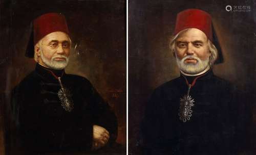 TWO FRAMED PAINTINGS DEPICTING IMPORTANT OTTOMAN P…