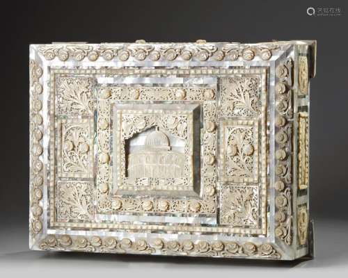 AN ISLAMIC MOTHER OF PEARL INLAID BOX
