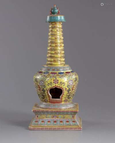 A CHINESE FAMILLE ROSE STUPA