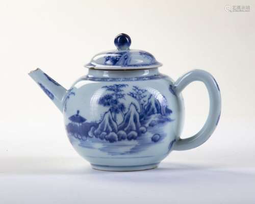 A CHINESE BLUE AND WHITE TEAPOT