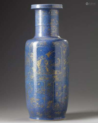 A CHINESE POWDER BLUE GROUND GILT DECORATED ROULEA…
