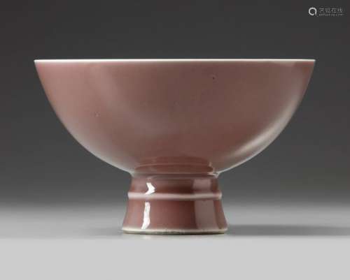 A CHINESE PEACHBLOOM GLAZED STEM BOWL