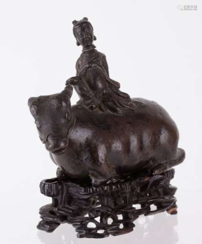 Chinese bronze buffalo w/ boy, possibly Ming dynasty