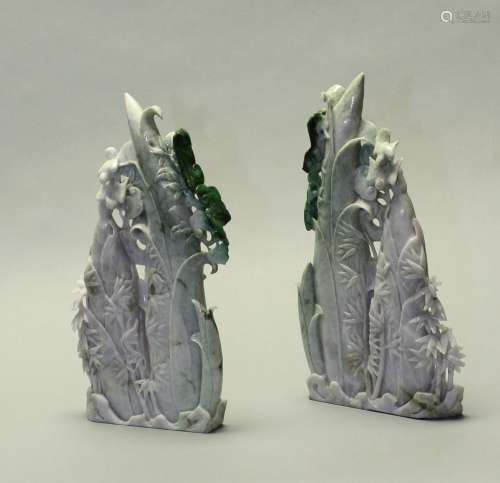 pair of Chinese jadeite carvings