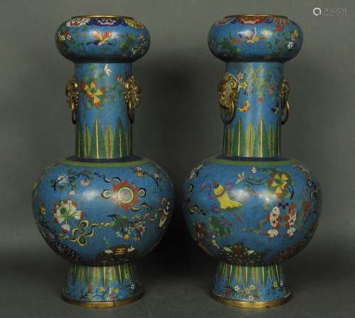 pair of Chinese cloisonné vases, possibly 19th c.
