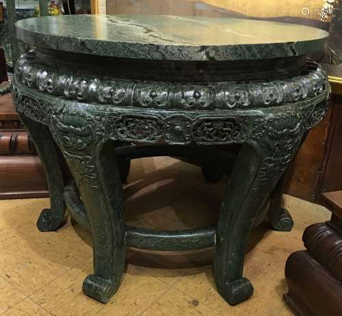 large Chinese carved jade/stone table