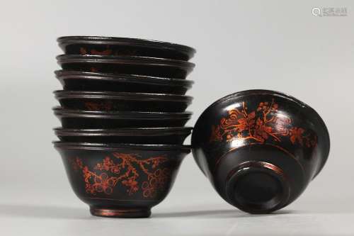 set of 8 Chinese lacquer bowls, possibly 18th/19th c.
