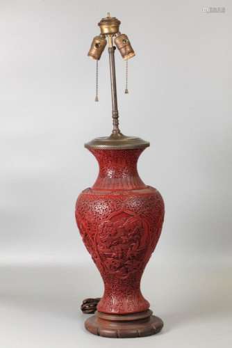 Chinese cinnabar vase, possibly 19th c.