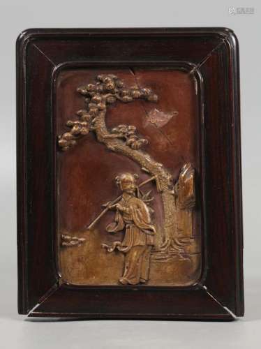 Chinese qiyang stone plaque, possibly 18th/19th c.