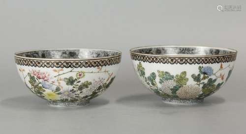 pair of Chinese egg shell porcelain bowls