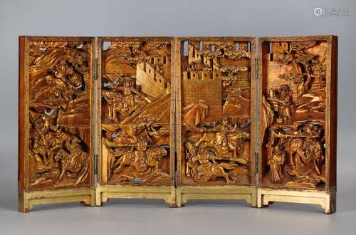 Chinese 4 panel lacquer table screen, possibly 19th c.