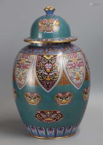 Chinese cloisonné cover jar