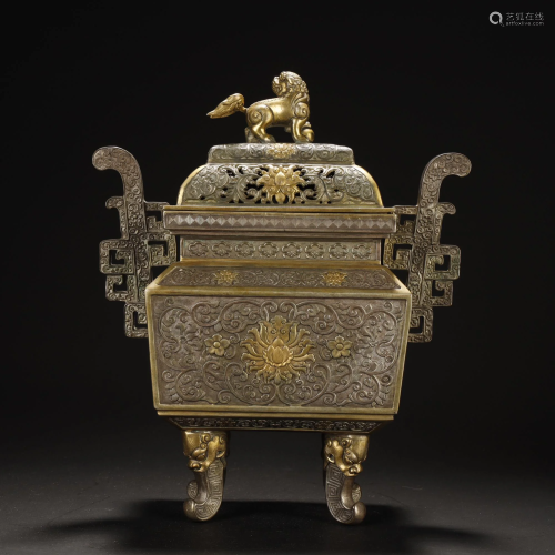 Qing Dynasty, Gilt Bronze Incense Burner