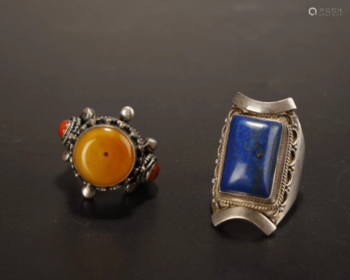 Amber, Lapis Lazuli Rings