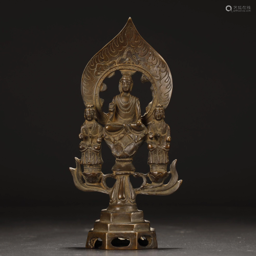 Alloy Copper Three Buddha in One with Backrest