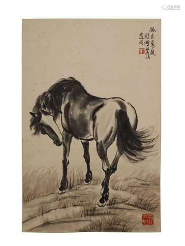 Xu Beihong, Horses Painting in Paper