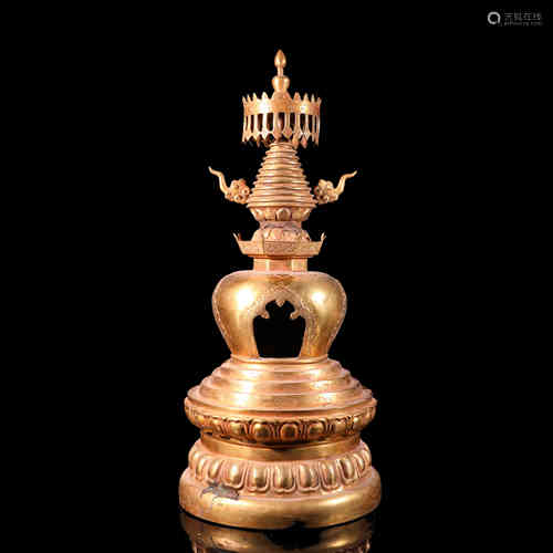 A Chinese Bronze Gilding Pagoda