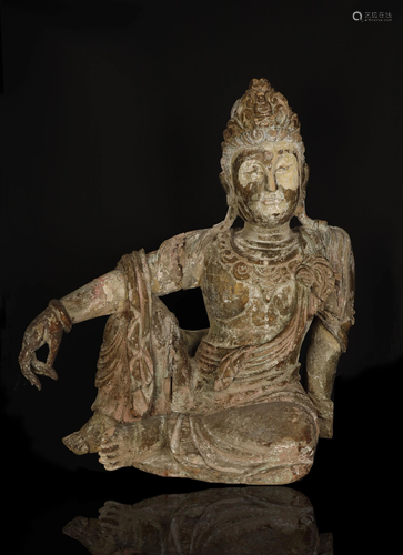 Ming Dynasty, Wood Carved Kuan Yin Buddha