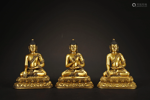 Gilt Bronze Three Buddhas