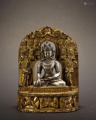 Tibet Gilt Bronze and Silver Buddha