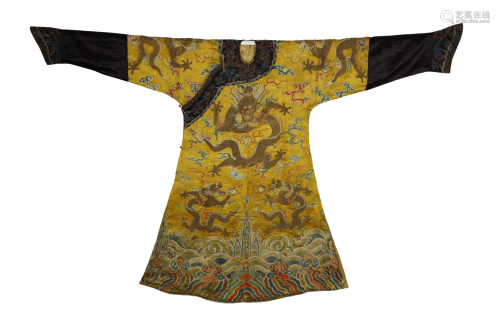 Qing Dynasty, Yellow-Ground Royal Robe in Silk