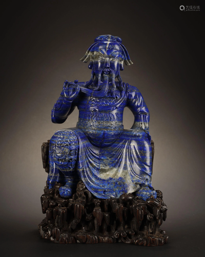 Lapis lazuli Kuan Gong Statue