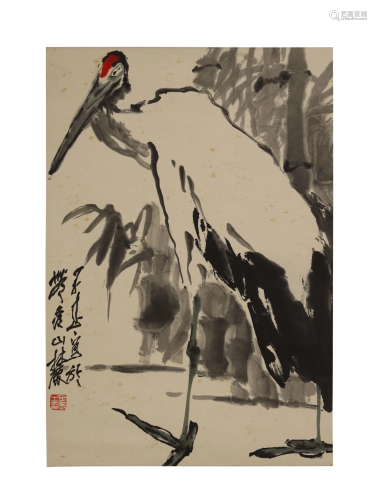 Wang Ziwu, Cranes Painting in Paper