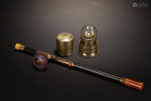 Qing Dynasty A set of Opium Pipe and Accessories