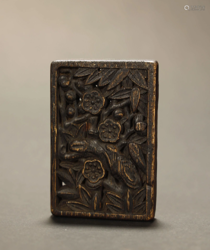 Agarwood with Flower Pattern Pendant