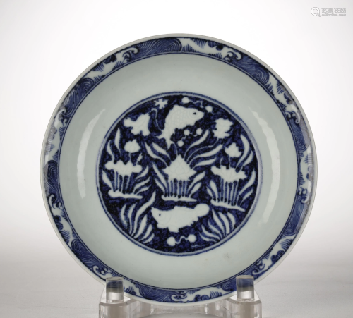 Blue and White Fish Pattern Plate
