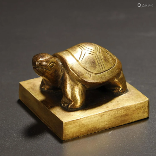 Gilt Bronze Tortoise Seal
