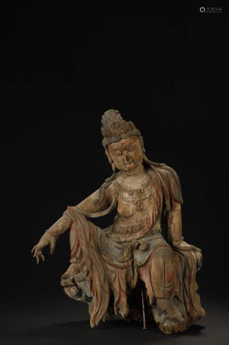 Ming Dynasty, Wood Carved Kuan Yin Buddha