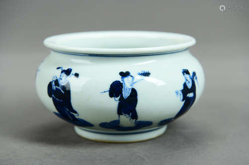 A Chinese Blue and White  Porcelain Censer