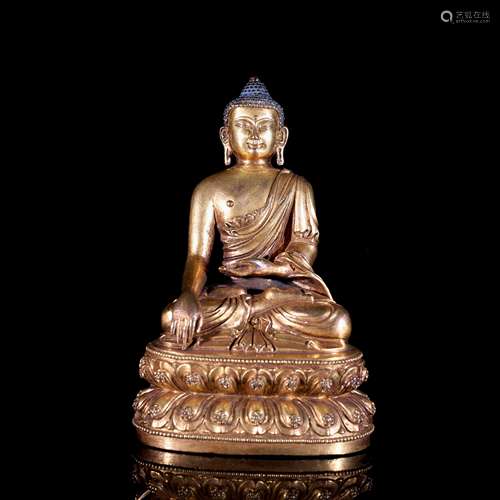 A Bronze Gilding Buddha Statue of Sakyamuni