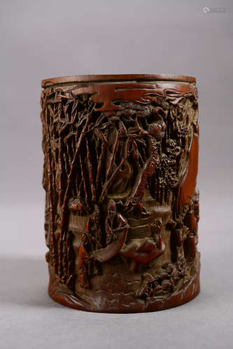 A Chinese Bamboo Brush Pot