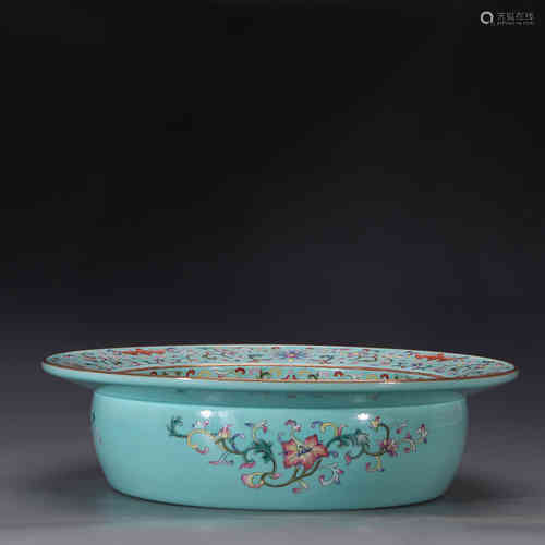 A Chinese Turquoise Porcelain Basin