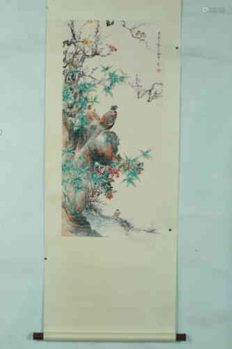 A Chinese Bird-and-Flower  Painting, Yan Bolong Mark