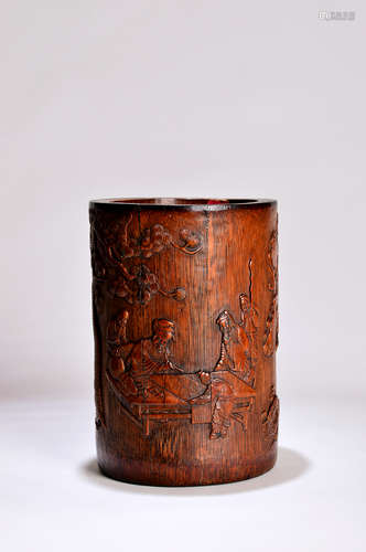 A Chinese Bamboo Brush Pot