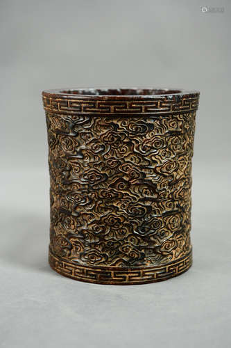 A Chinese Red Sandalwood Brush Pot