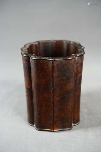 A Chinese Red Sandalwood Brush Pot