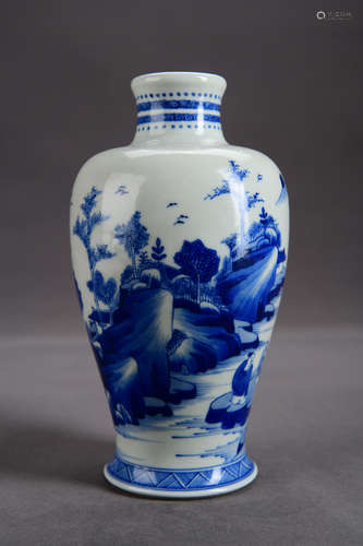 A Chinese Blue and White Porcelain Plum Vase