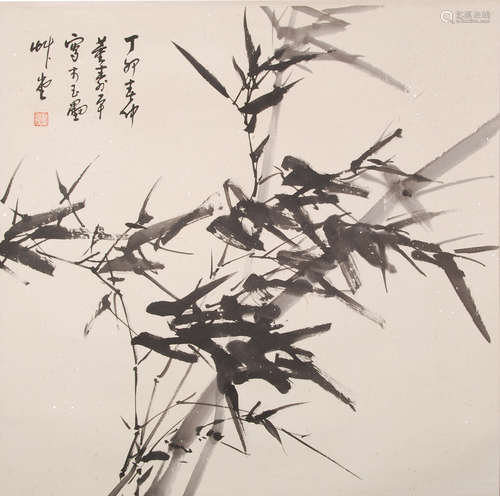 A Chinese Ink Wash Painting of Bamboo, Dong Shouping Mark