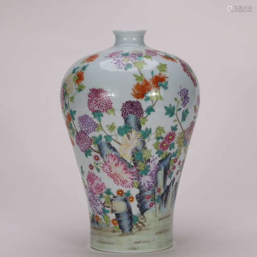 A Chinese Famille Rose Porcelain Plum Vase