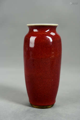 A Chinese Red Porcelain Lantern-shaped Vase