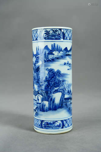  A Chinese Blue and White Porcelain Tube Vase